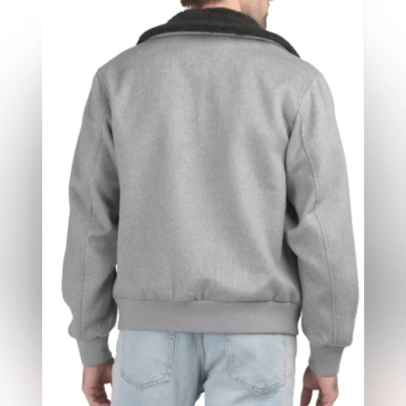 Robert Graham Gray Field Jacket With Black Sherpa Collar - Picture 2 of 4